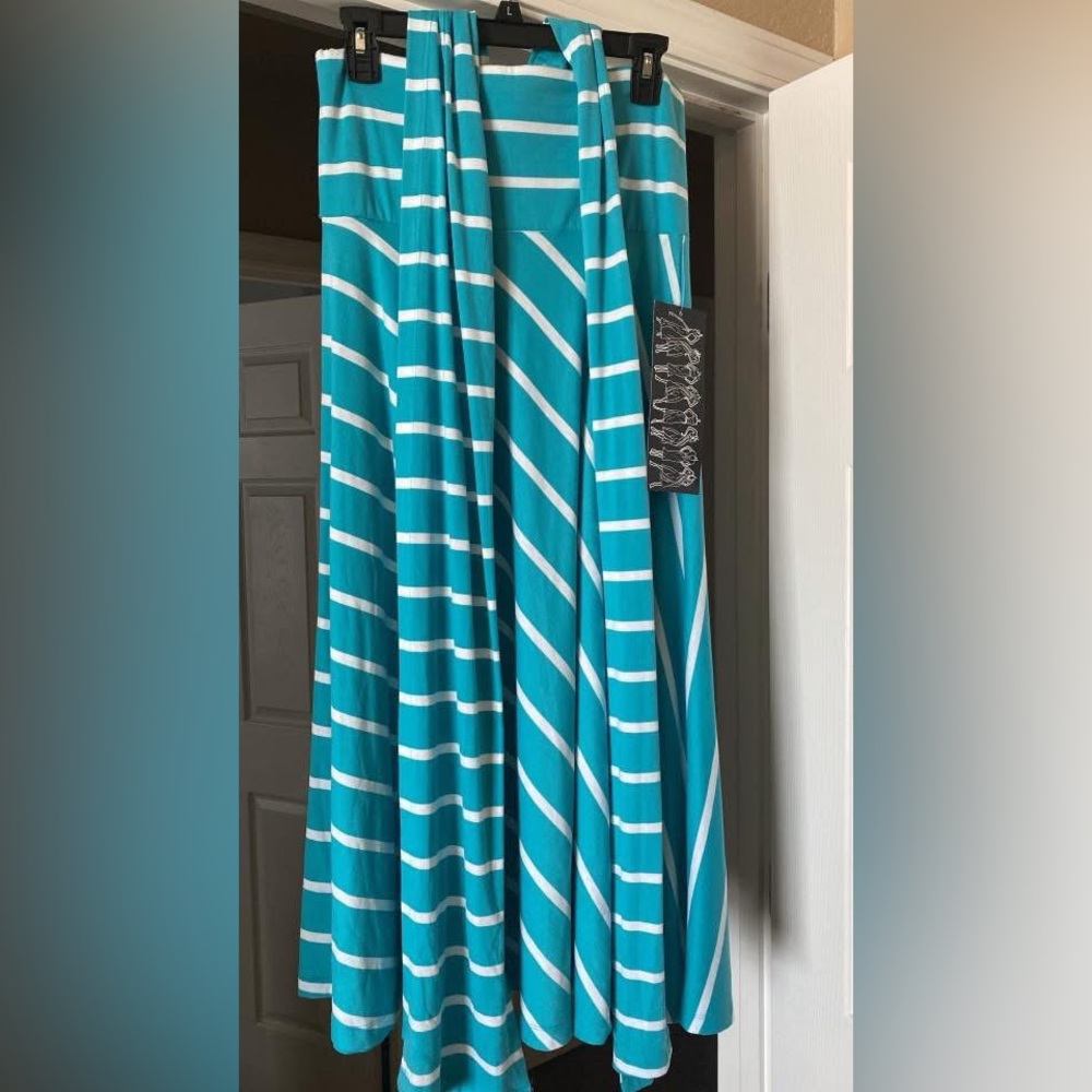 Cato Teal and White Striped Midi dress! Multiple ways to style!